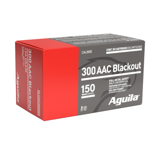 AGUILA AMMUNITION, RIFLE, 300 BLACKOUT, 150 GR, FULL METAL JACKET, BOX (50), MFR P/N: 1E300110