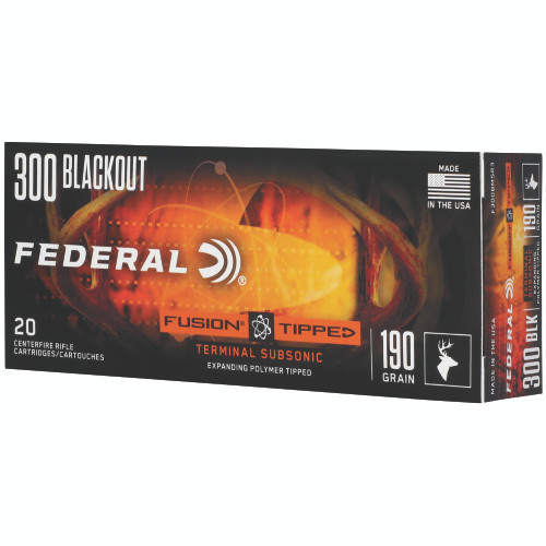 FEDERAL, FUSION, 300 BLACKOUT, 190 GR, POLYMER TIP, BOX (20), MFR P/N: F300BMSR3