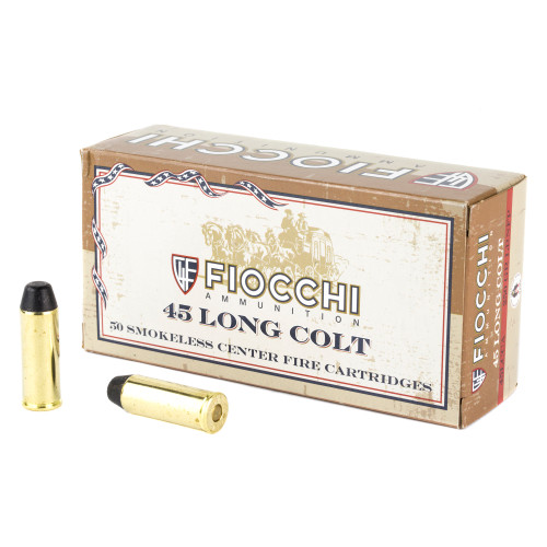 FIOCCHI AMMUNITION, FIOCCHI CENTERFIRE PISTOL, 45 COLT, 250 GR, LEAD ROUND NOSE, BOX (50), MFR P/N: 45LCCA