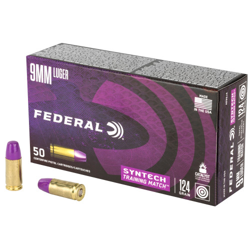 FEDERAL, SYNTECH, 9MM, 124 GR, TOTAL SYNTHETIC JACKET, BOX (50), MFR P/N: AE9SJ4