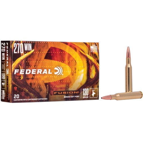 FEDERAL, FUSION, 270 WINCHESTER, 130 GR, BOAT TAIL, BOX (20), MFR P/N: F270FS1