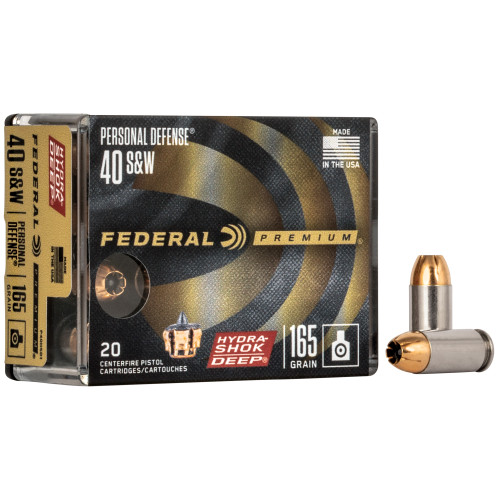 FEDERAL, FEDERAL PREMIUM, 40 S&W, 165 GR, HOLLOW POINT, BOX (20), MFR P/N: P40HSD1