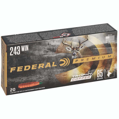 FEDERAL, FEDERAL PREMIUM, 243 WINCHESTER, 130 GR, COPPER, BOX (20), MFR P/N: P243TC1