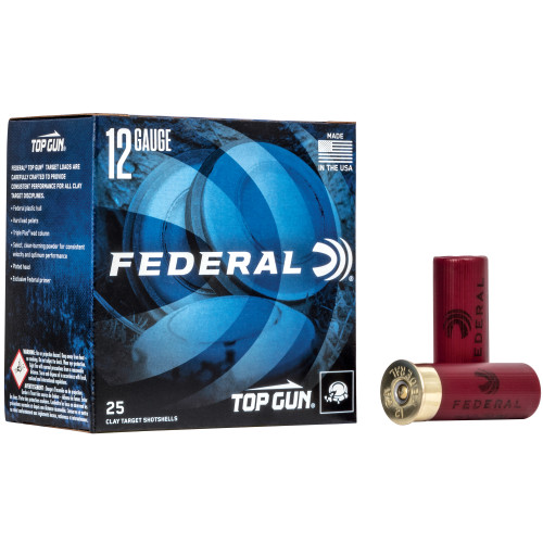FEDERAL, TOP GUN, 12 GAUGE 2.75", #7.5 GR, LEAD, BOX (25), MFR P/N: TG1275