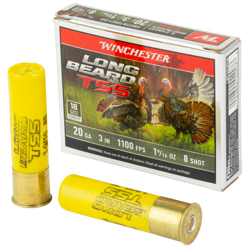 WINCHESTER AMMUNITION, LONG BEARD TSS, 20 GAUGE 3", #8, SHOTSHELL, BOX (5), MFR P/N: LBTSS2038