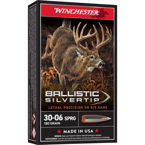 WINCHESTER AMMUNITION, BALLISTIC SILVERTIP, 30-06 SPRINGFIELD, 180 GR, POLYMER TIP, BOX (20), MFR P/N: SBST3006B