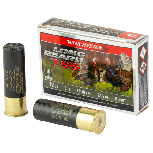 WINCHESTER AMMUNITION, LONG BEARD TSS, 12 GAUGE 3", #8, SHOTSHELL, BOX (5), MFR P/N: LBTSS1238
