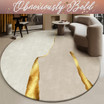 Circular Modern & Creative & Light Luxury Khaki & Gold Area Rug Nylon Rug 