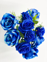 Rosaline, Blue Roses in a white glass vase