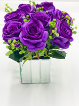 Chloe, Purple Roses in a Mirror Vase