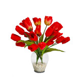Dominque, Red Tulips in a Clear Vase