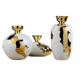 Golden Ripley Ceramic Vases set of 3