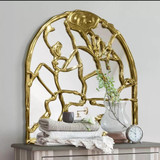 40" Gold Arched Branch Leaf Mirror 