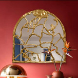 40" Gold Arched Branch Leaf Mirror 