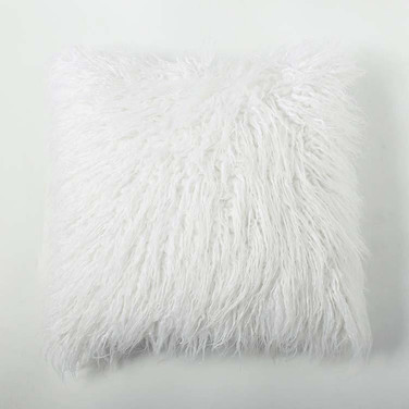 Shaggy Faux Fur Set of 2 Pillows-white