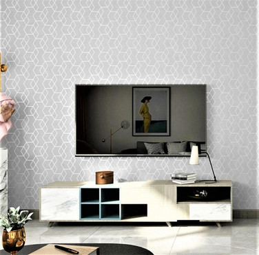 Grey and Silver Metallic Geometric Wallpaper