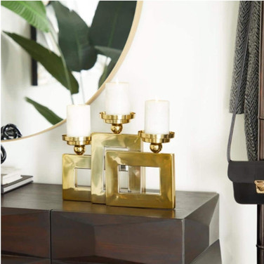 Gold Tri-Geometric Candleholder