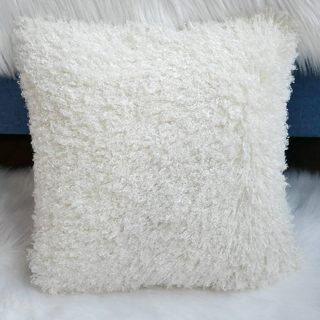 16x16 Faux Mongolian Fur Set of 2 Pillows