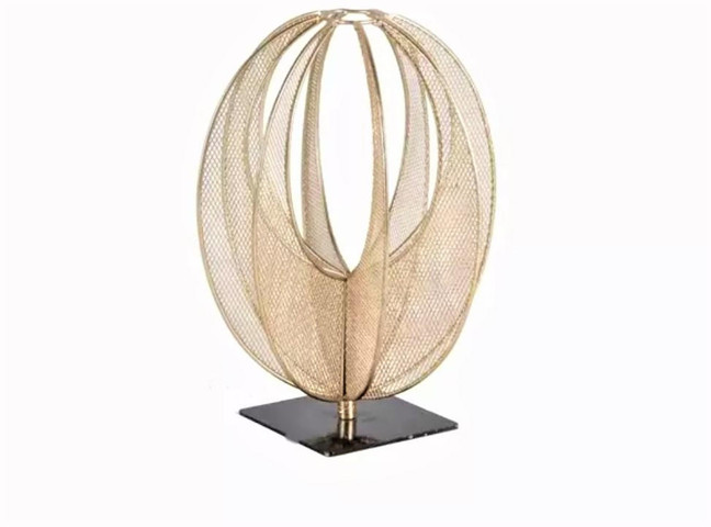 Gold Metal Geometric Sphere Sculpture 