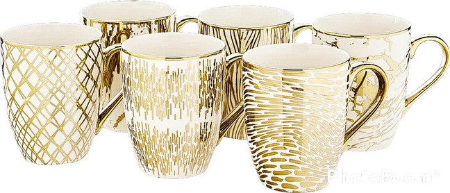 Metallic Gold Plated Coffee Mugs Set of 6