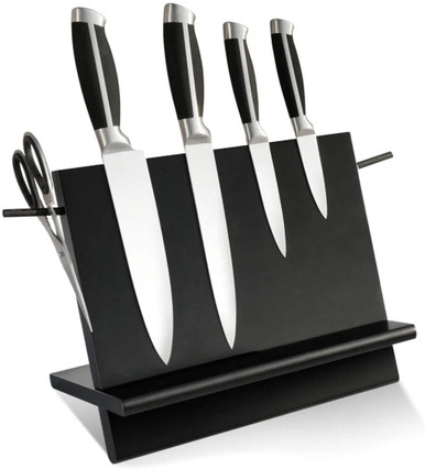 12” Upright Black Magnetic Knife Block