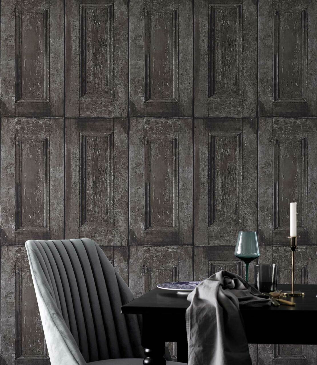 Titan Black Wood Wallpaper | Astek Home