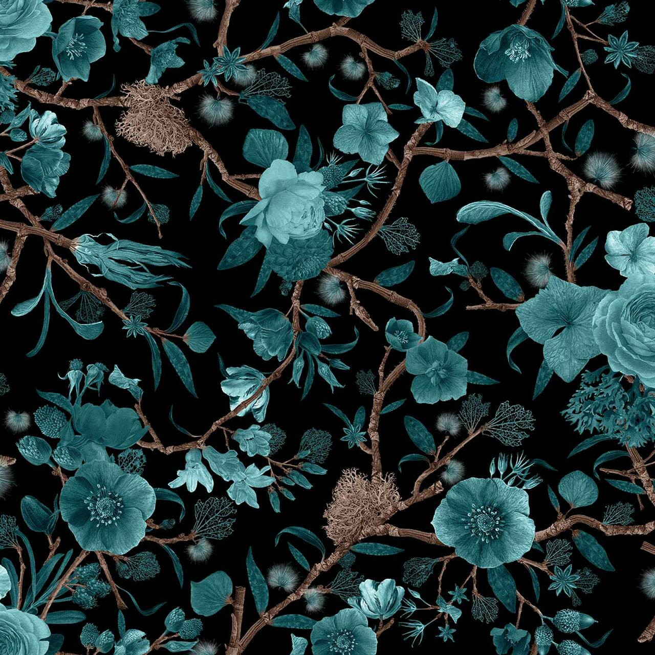 mint floral wallpaper