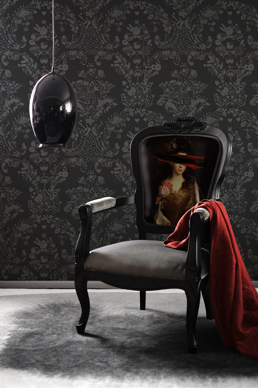 Black Mark Portrait - Printed Armchair