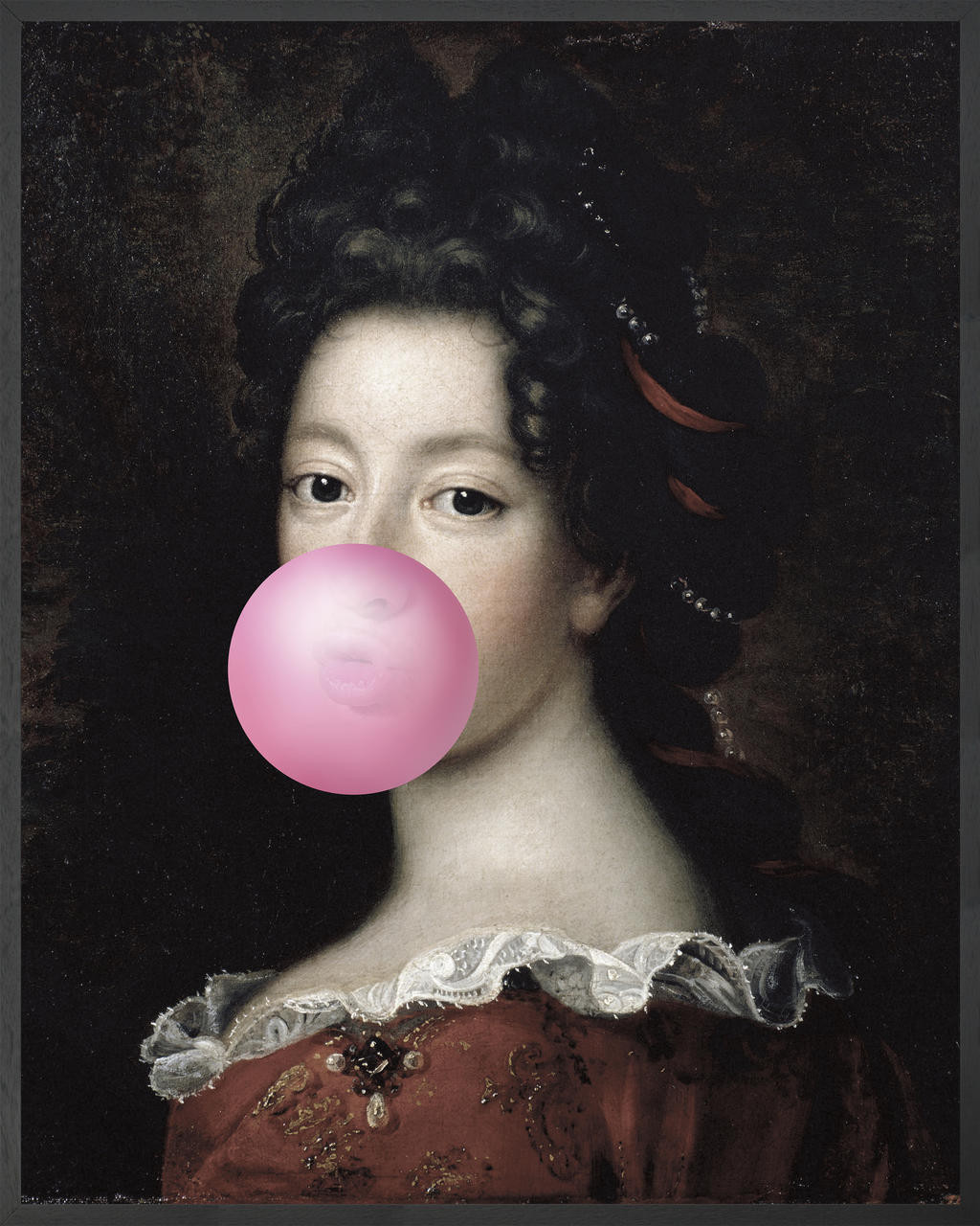 Juniors' Greek God Blowing Bubble Gum Portrait Graphic Tee