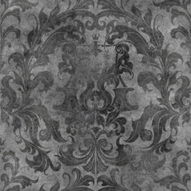 Young and Battaglia Dark Urban Concrete Damask Wallpaper