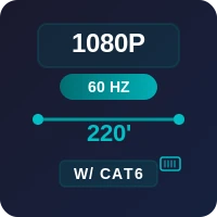 Supports 1080p 60 Hz to 220 feet over CAT6