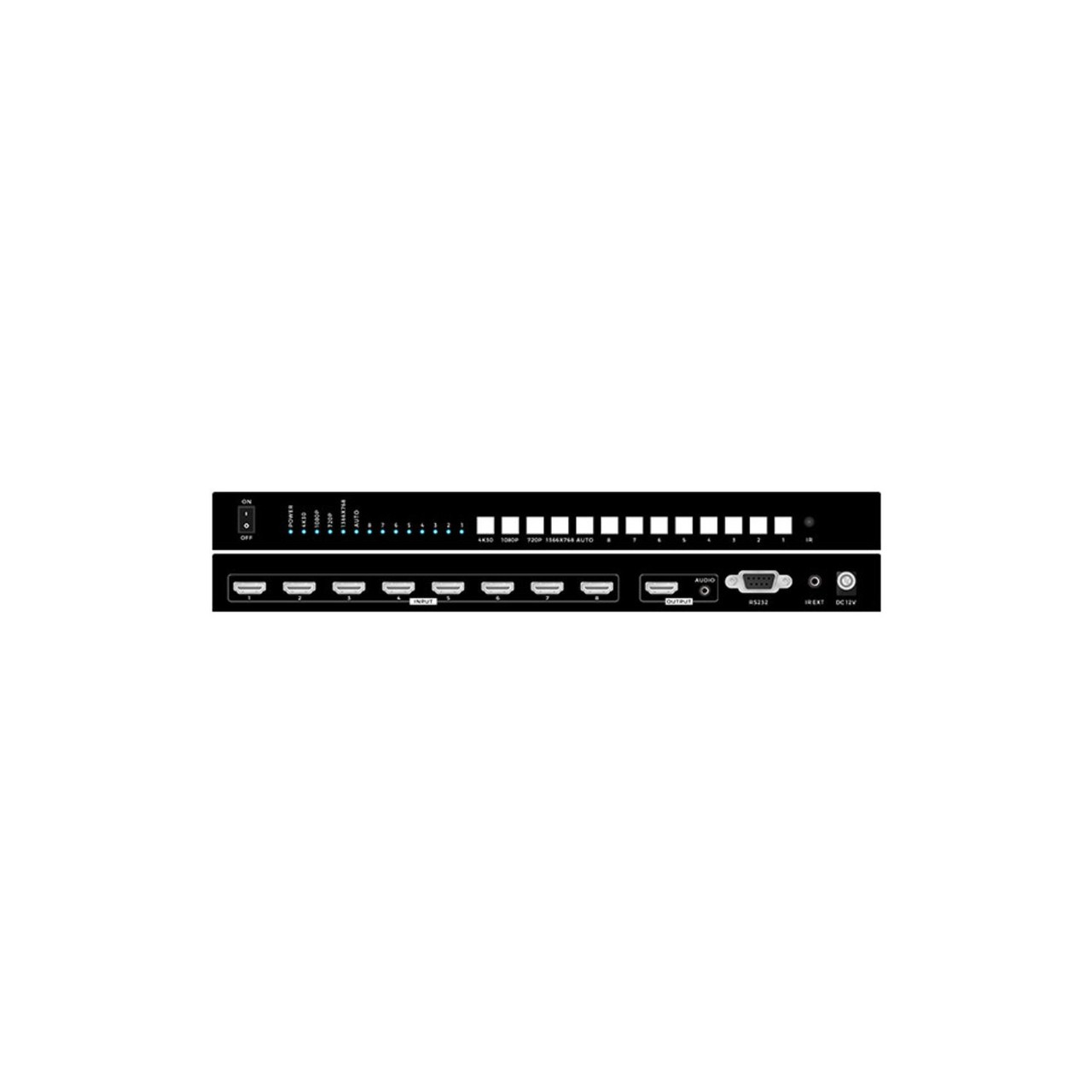 WolfPack Seamless 4K 30 Hz 8x1 HDMI Auto Switcher