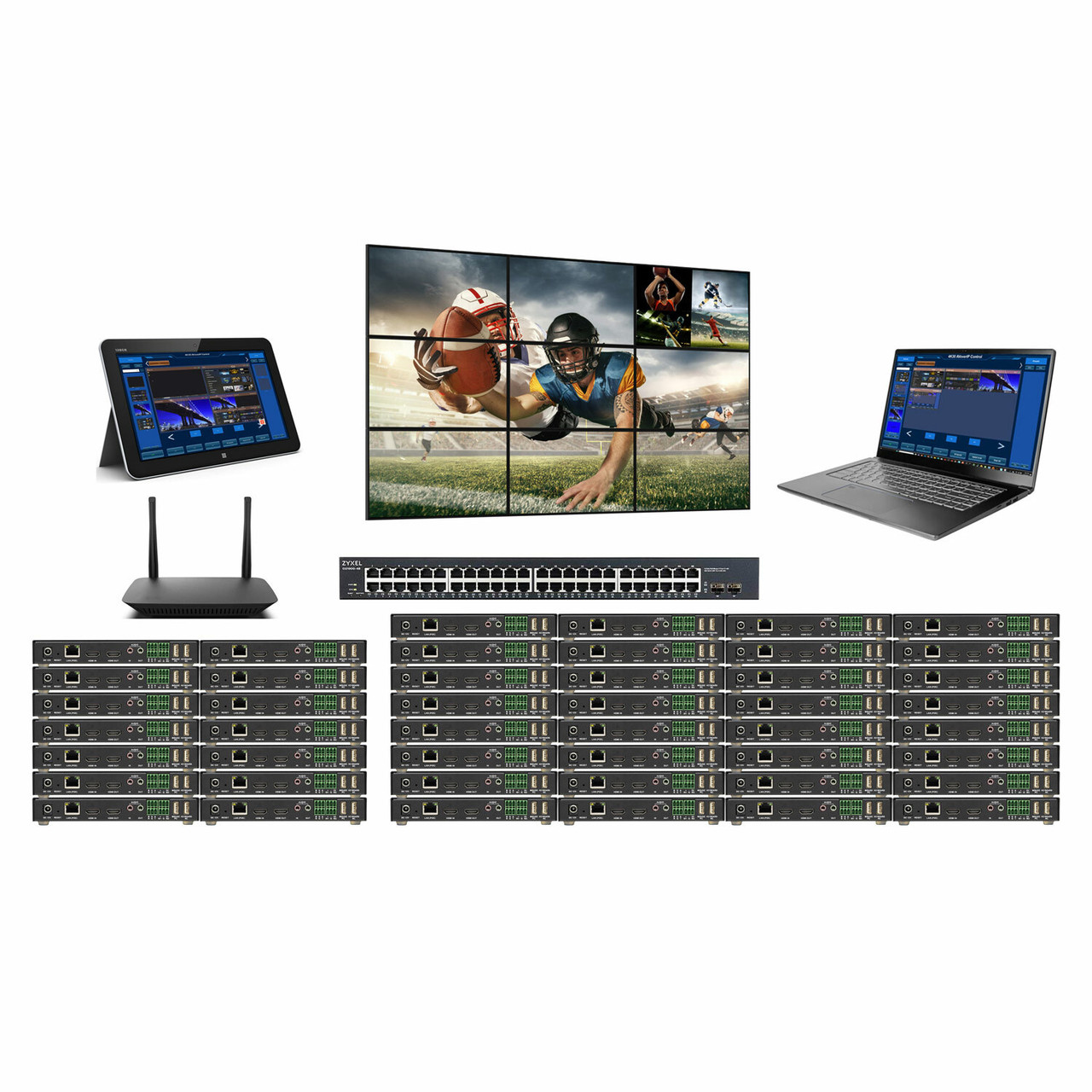 Up To 20 TVs Of 4K 30 Hz AV Over IP Matrix Switchs