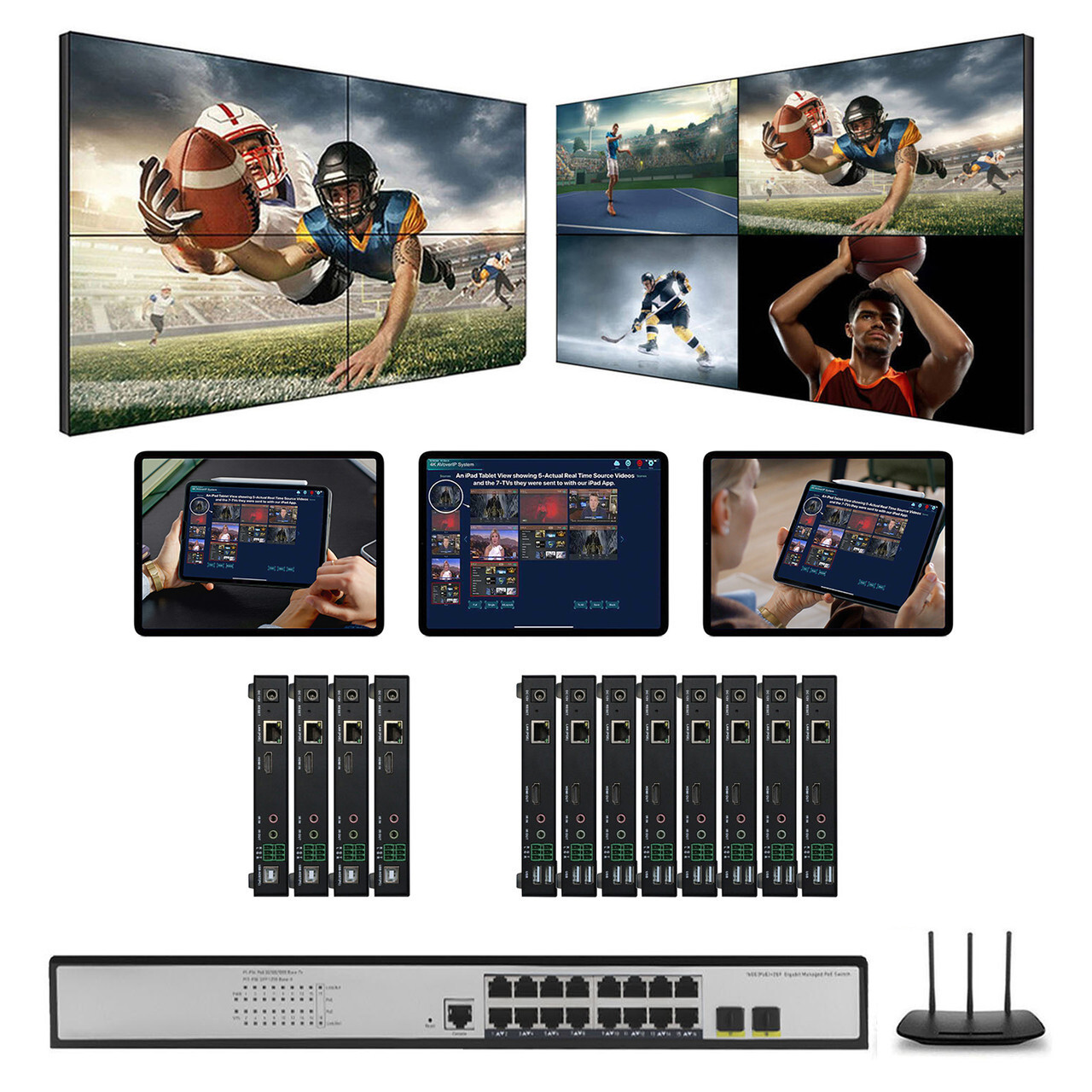 1080p AV over IP Matrix Switchers for Up to 8-TVs