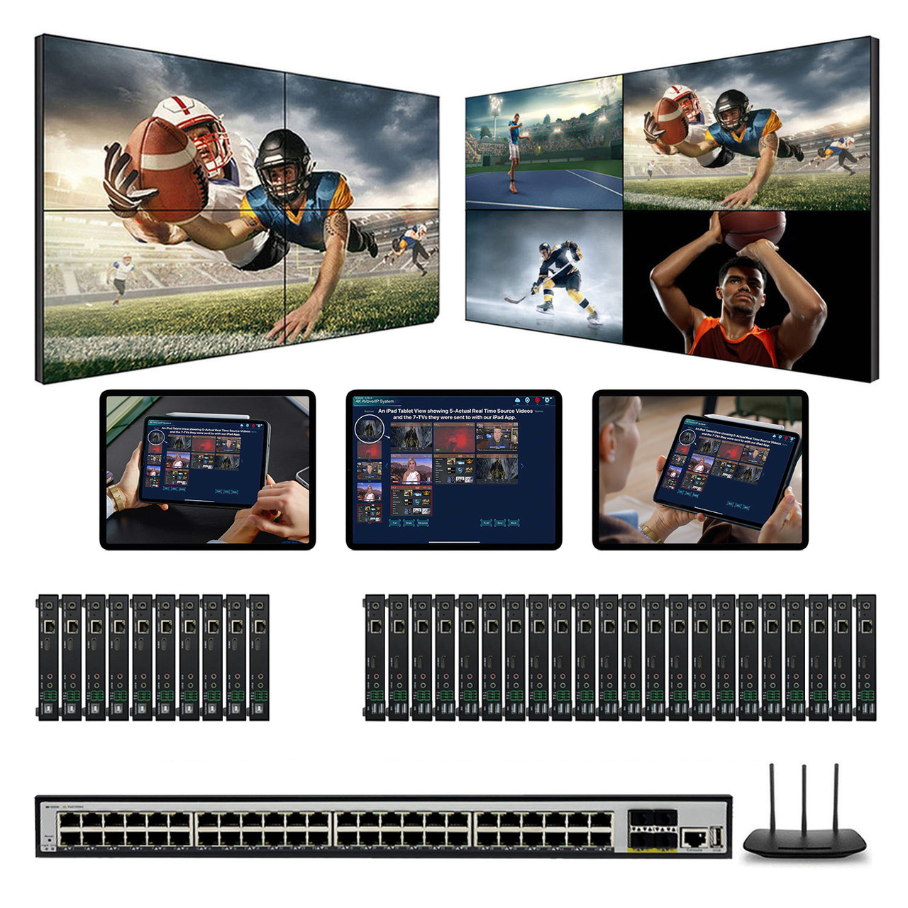 1080p AV over IP Matrix Switchers for Up to 22-TVs