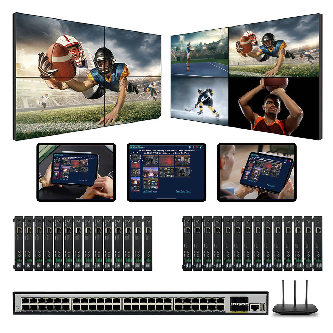 1080p AV over IP Matrix Switchers for Up to 14-TVs