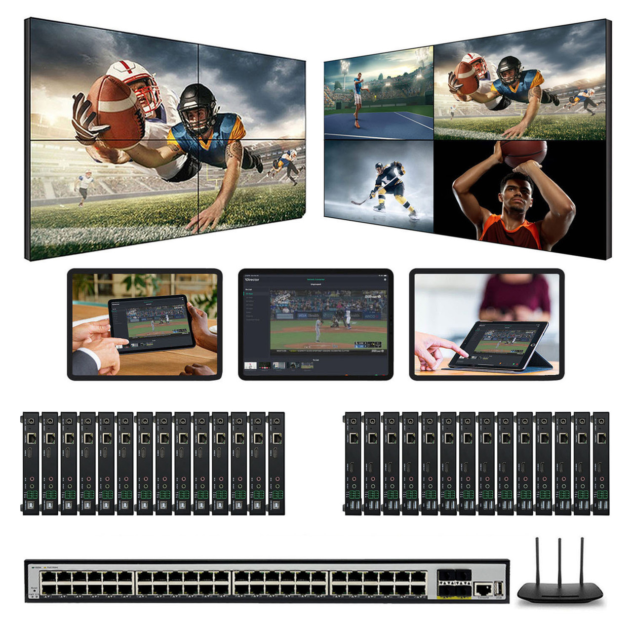 1080p AV over IP Matrix Switchers for Up to 14-TVs