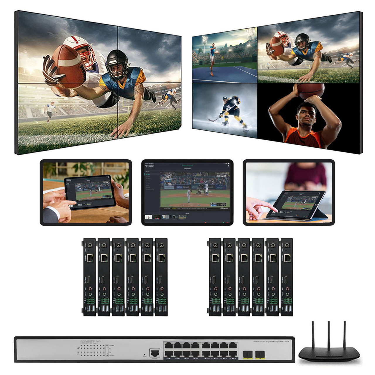 1080p AV over IP Matrix Switchers for Up to 6 TVs
