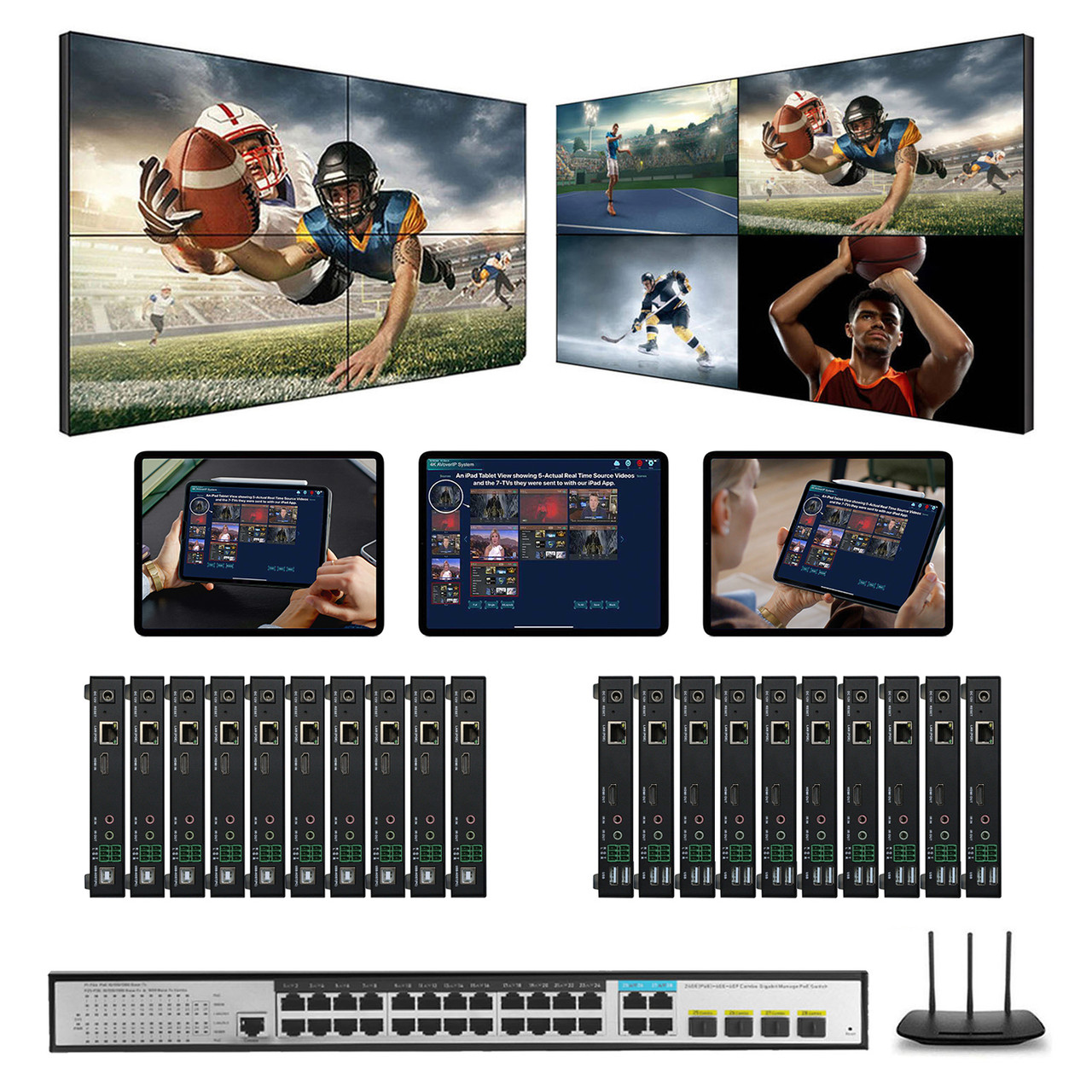 1080p AV over IP Matrix Switchers for Up to 10-TVs