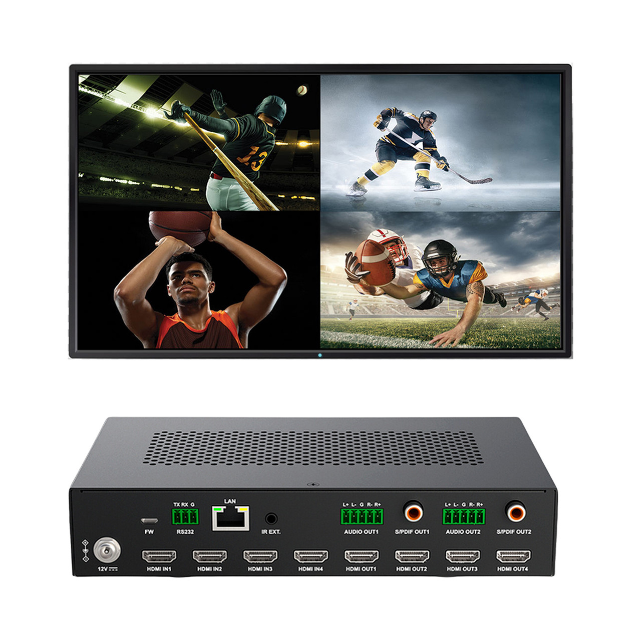 Video Switcher Gui WolfPack 4K 60 Hz 4x4 Seamless HDMI Matrix Switcher with Multiview ...