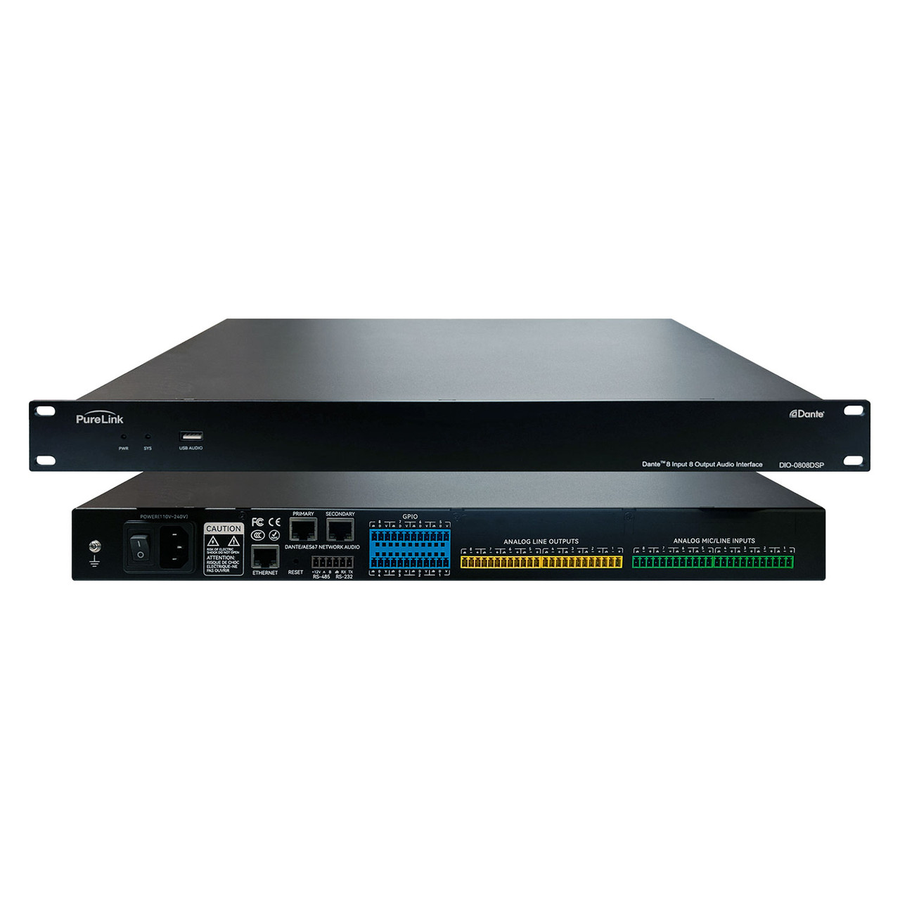 PureLink DIO-0808DSP Dante 8 Input 8 Output Interface with DSP