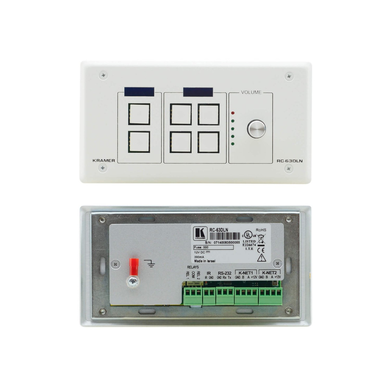 Kramer RC-63DLN 6-button KNET Control Keypad with Knob with Displays