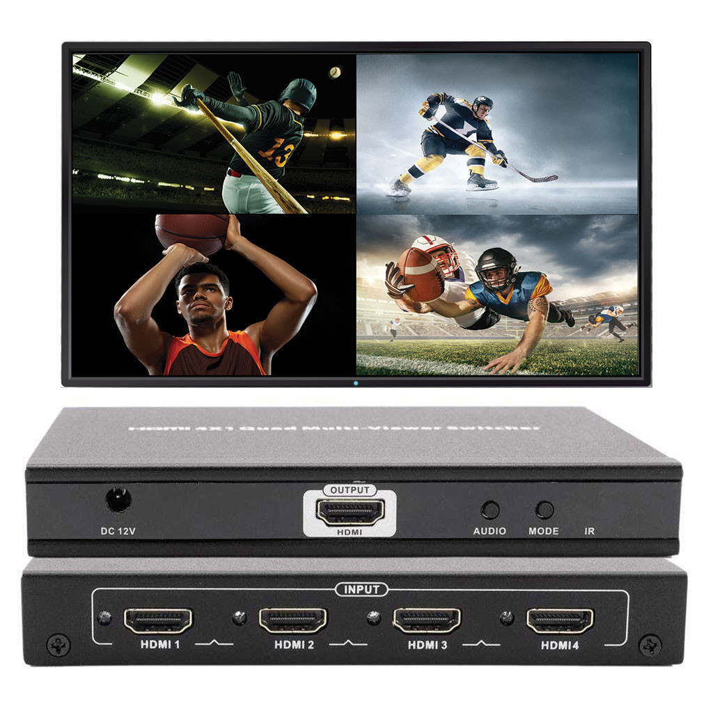 WolfPack 4X1 Quad-split HDMI Multi-viewer Switcher