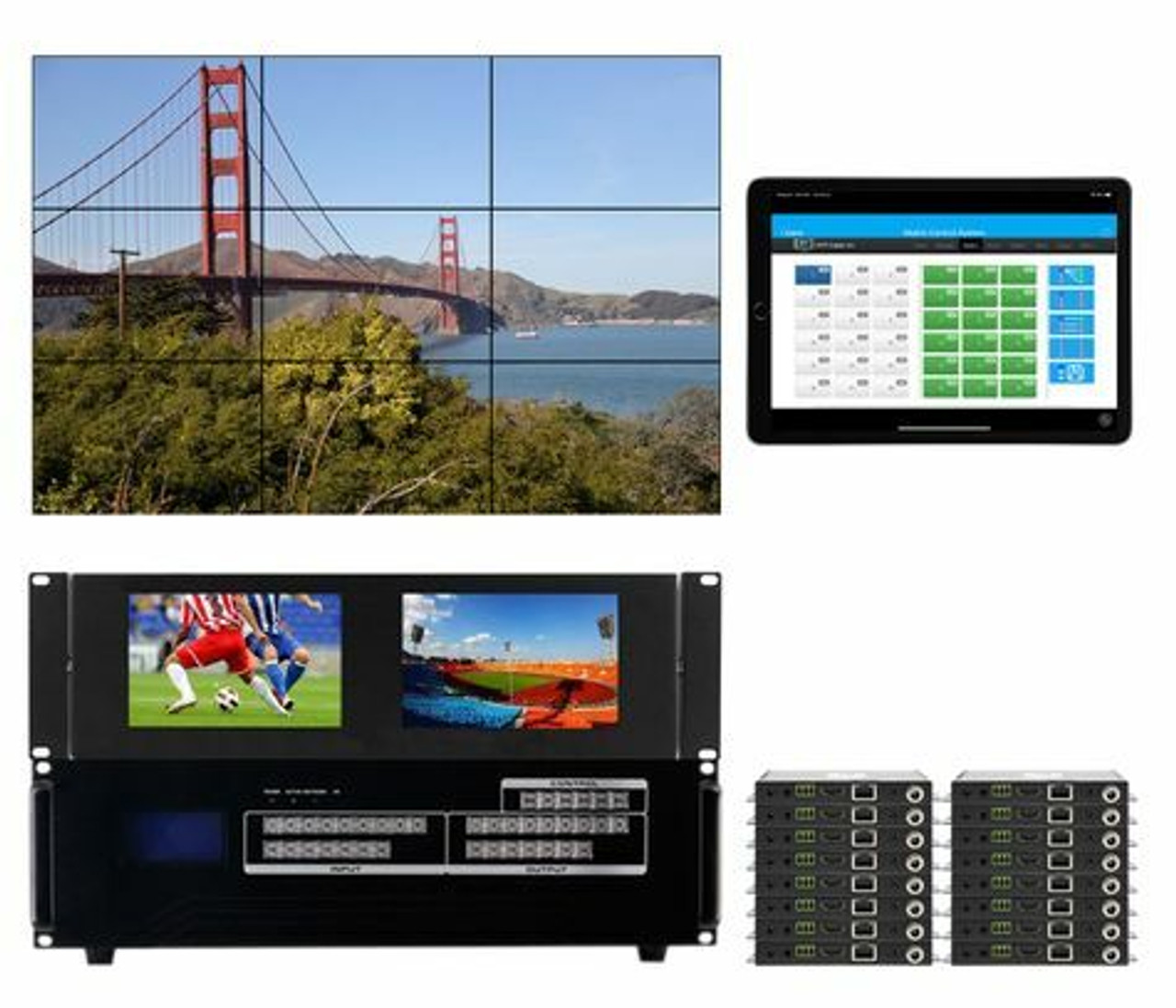 Up To 16 TV HDMI Switchers w/Video Walls via CAT6