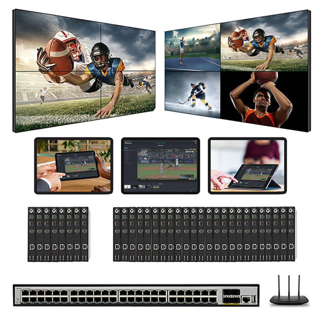 Sports Bar HDMI Over LAN Matrix Switches To 22-TVs
