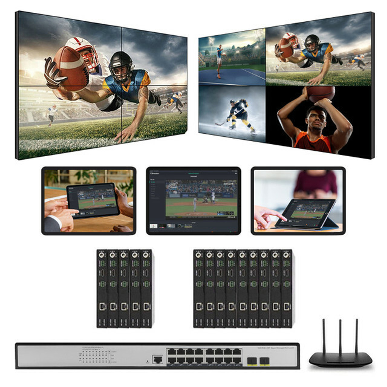 1080p HDMI Over LAN Matrix Switchers To 10-TVs