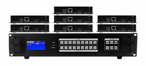 Seamless 2x7 HDMI Matrix Switcher over CAT6 w/7-HDBaseT Receivers & 100ms Switching