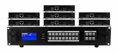 Seamless 3x7 HDMI Matrix Switcher over CAT6 w/7-HDBaseT Receivers & 100ms Switching