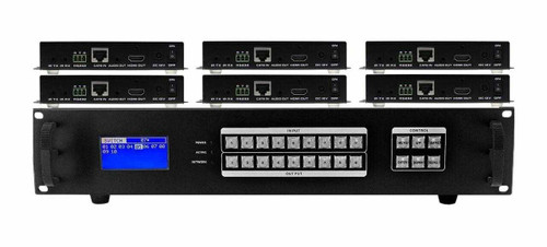 Seamless 9x6 HDMI Matrix Switcher over CAT6 w/6-HDBaseT Receivers & 100ms Switching