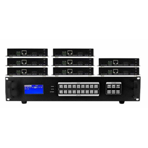 Seamless 9x8 HDMI Matrix Switcher over CAT6 w/8-HDBaseT Receivers & 100ms Switching Seamless 9x8 HDMI Matrix Switcher over CAT6 w/8-HDBaseT Receivers & 100ms Switching